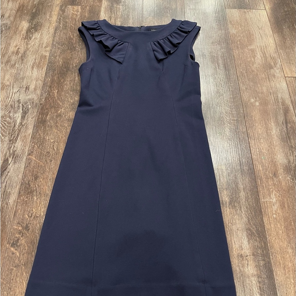 Banana Republic Navy Ruffle-Trim Sleeveless Midi Dress